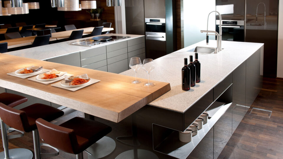 STRASSER | Arbeitsplatte Imperial, Naturstein, White Leather Look