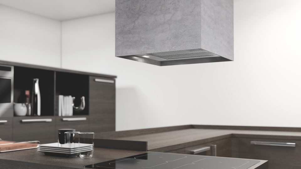 Beispielbild von einer Küche mit Dunstabzug in Form einer Lampe von Miele Dunstabzug Elica