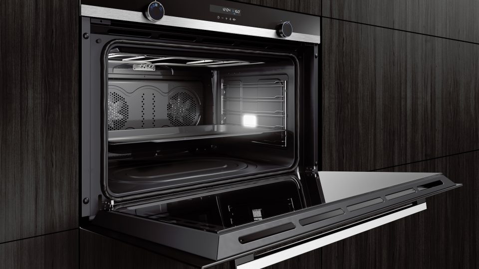 Bild eines Siemens Backofen in schwarz mit Edelstahl